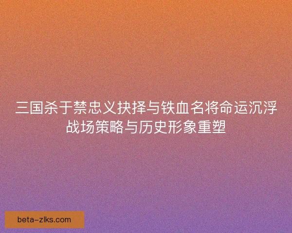 三国杀于禁忠义抉择与铁血名将命运沉浮战场策略与历史形象重塑
