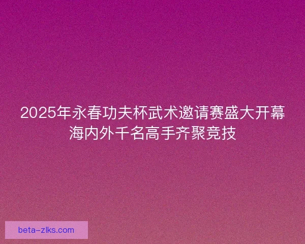 2025年永春功夫杯武术邀请赛盛大开幕海内外千名高手齐聚竞技